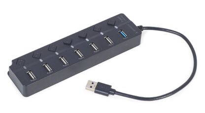 Хаб на 7 порт i в (1xUSB3.1+6xUSB2.0), с выключателями, пластик, черный