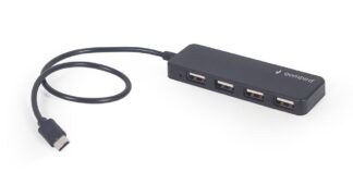 Хаб Type-C на 4 порти USB 2.0, пластик, чорний Gembird UHB-CM-U2P4-01