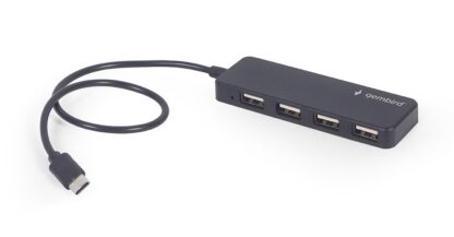 Хаб Type-C на 4 порти USB 2.0, пластик, чорний Gembird UHB-CM-U2P4-01