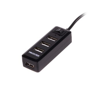 Хаб USB 2.0 Type-A на 4 порти, 5V1A зарядка в комплекті, пластик