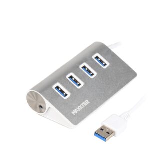USB 3.0 Type-A-концентратор на 4 порта, металл, серебристый Maxxter HU3A-4P-01