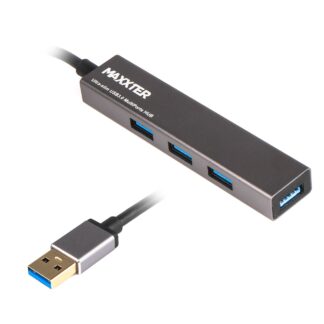 Хаб USB 3.0 Type-A на 4 порти, метал, темно-сірий Maxxter HU3A-4P-02