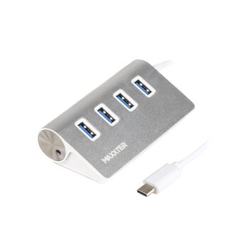 USB 3.0 Type-C-концентратор на 4 порта, металл, серебристый Maxxter HU3C-4P-01