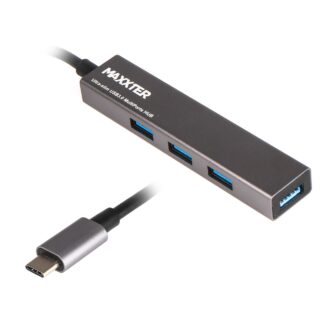 Хаб USB 3.0 Type-С на 4 порти, метал, темно-сірий Maxxter HU3C-4P-02