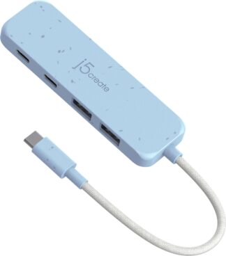 Хаб USB 3.2, 10Gbps, USB-С на 2 USB-A/2 USB-С, блакитний J5create