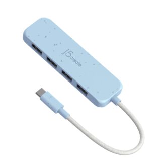 Хаб USB 3.2, 10Gbps, USB-С на 4 USB-A, блакитний J5create JCH341EC-N