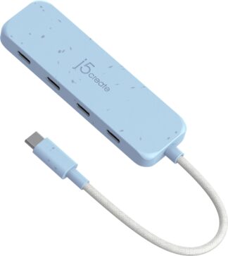 Хаб USB 3.2, 10Gbps, USB-С на 4 USB-С, блакитний J5create JCH345EC-N