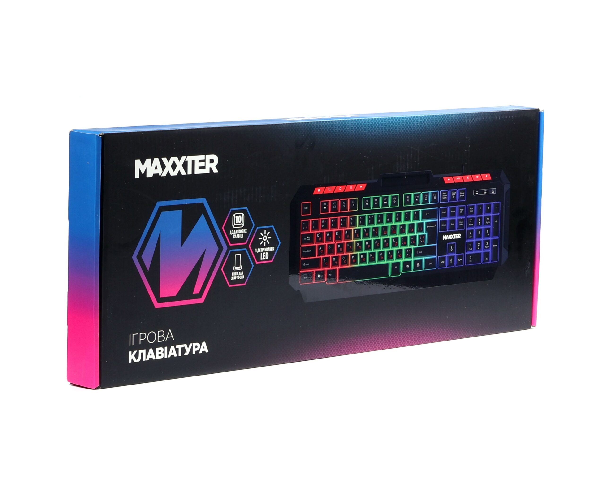 Ігрова клавіатура, мультимедіа, підсвічування, чорна Maxxter — фото 6