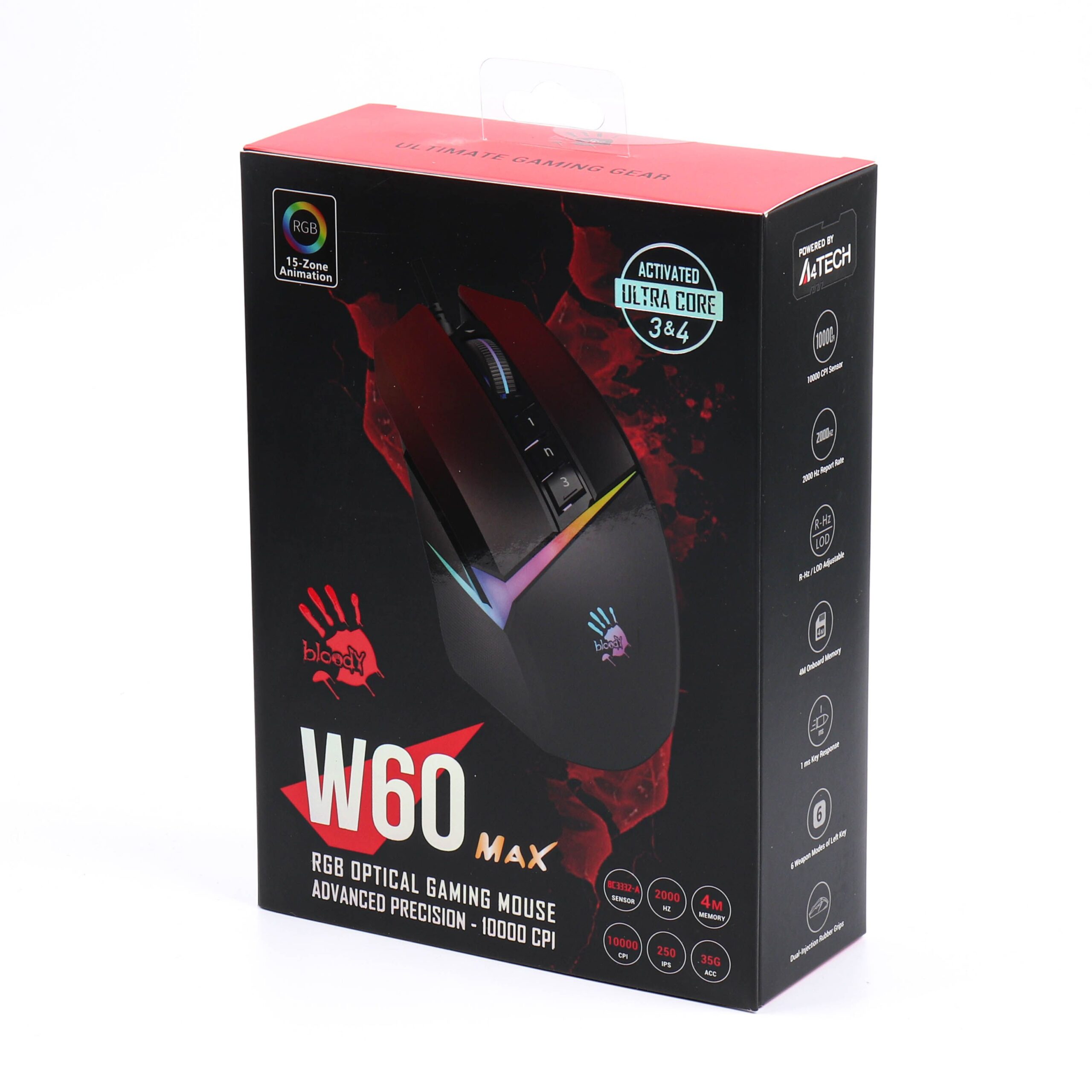 Ігрова миша Bloody Activated, RGB, 10000 CPI, 50M натискань, червоний — фото 8