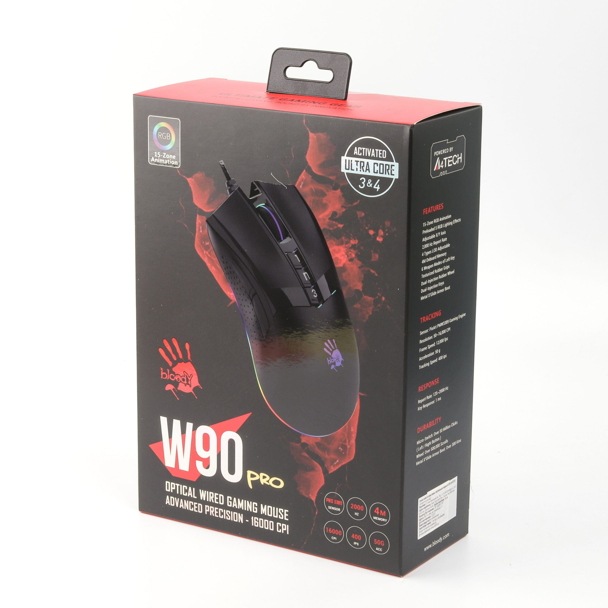 Ігрова миша Bloody Activated, RGB, 16000 CPI, 50M натискань, чорний — фото 8