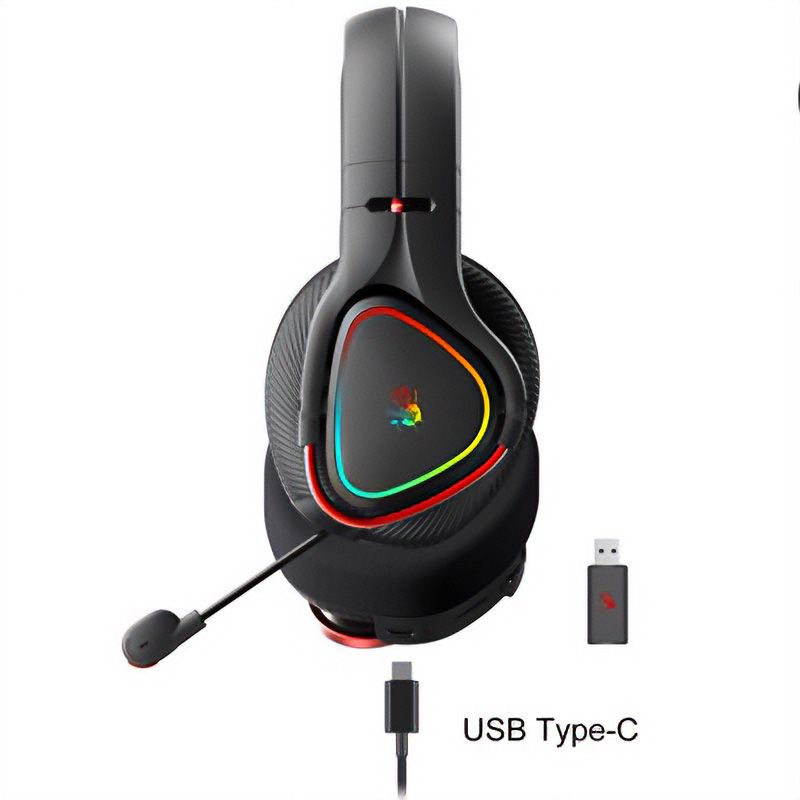 Ігрові бездротові навушники з мікрофоном, RGB, Bluetooth + 2.4GHz + — фото 8