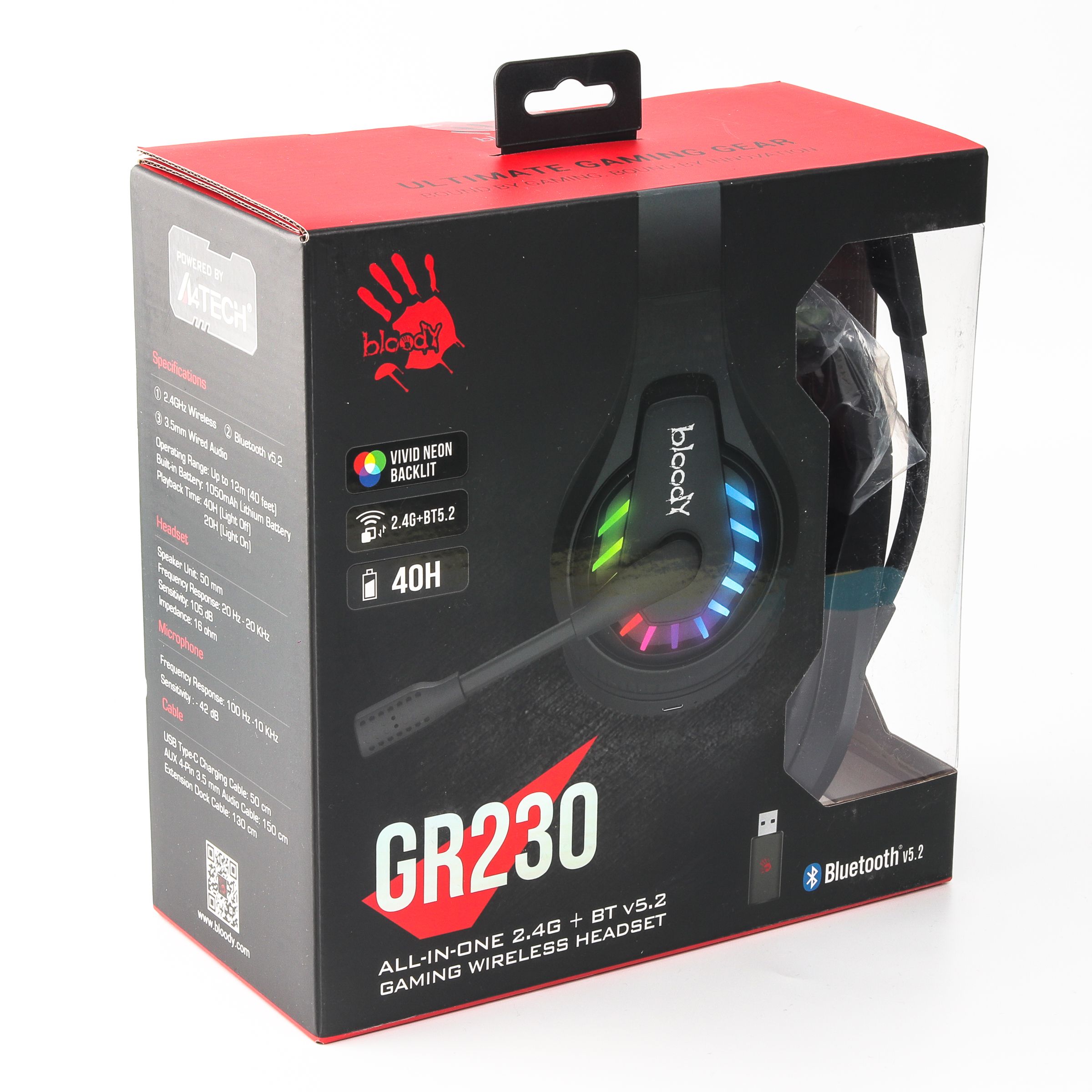 Ігрові навушники з мікрофоном, Neon LED Bluetooth + 2.4GHz + 3.5 jack — фото 10