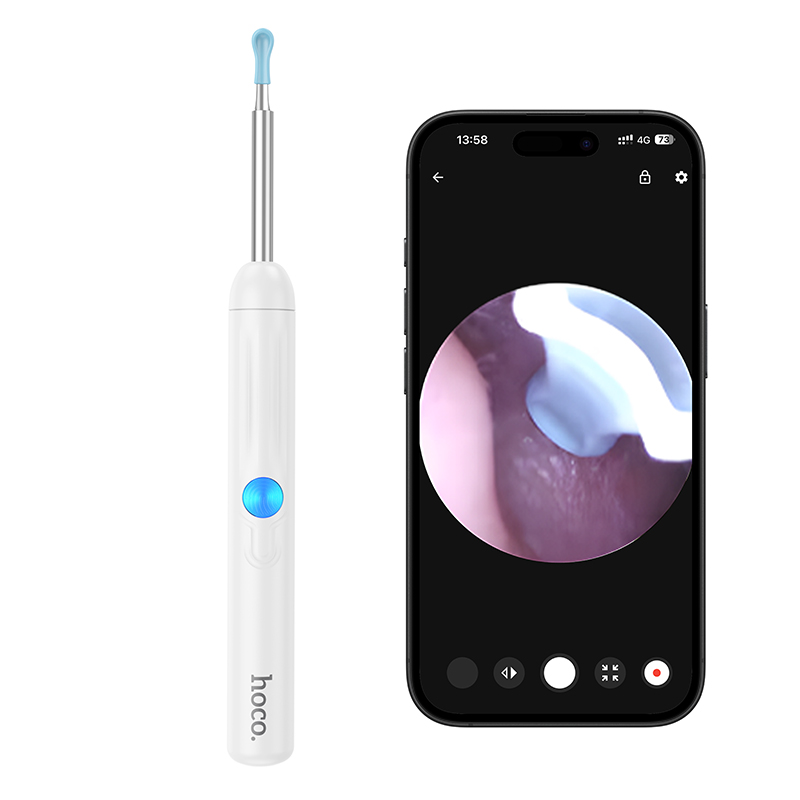 Інструмент для чищення вух з камерою HOCO HP65 130 mAh Ears cleaning tool with camera White — фото 8