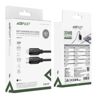 Кабель Acefast C16-01 TPU charging data cable USB-C to L Black