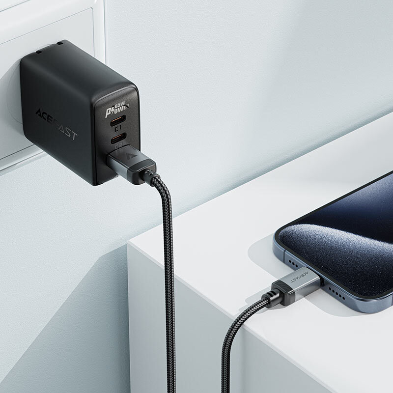 Кабель Acefast C20-04 USB-A to USB-C aluminum alloy charging data cable Black — фото 7