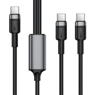 Кабель Acefast C22-02 USB-C to 2*USB-C 100W aluminum alloy charging data cable Black