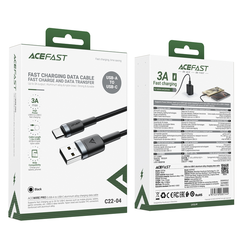 Кабель ACEFAST C22-04 USB to Type-C 3A — фото 3