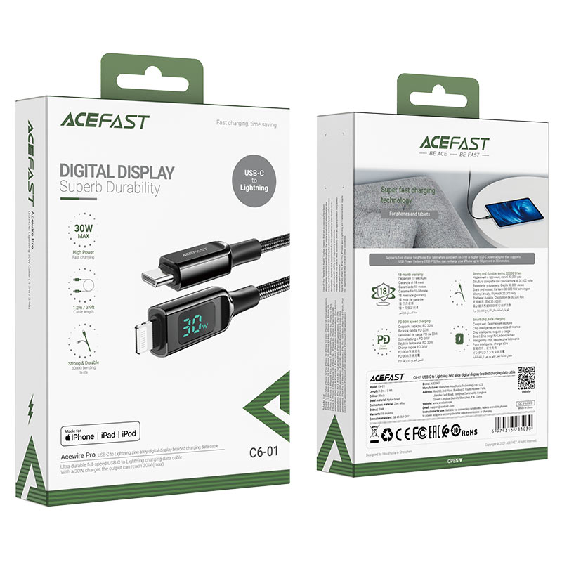 Кабель ACEFAST C6-01 Type-C до iP для швидкої зарядки — фото 3
