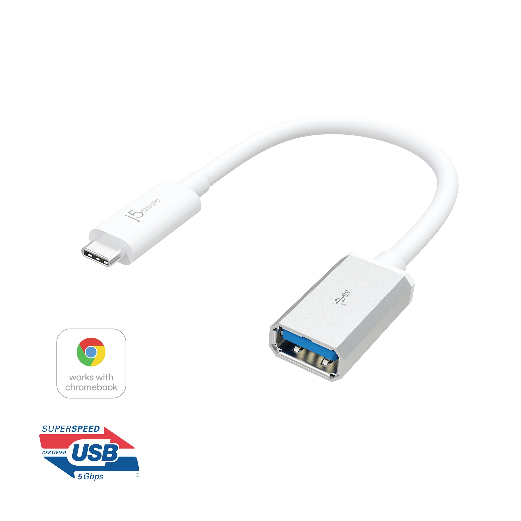 Кабель-адаптер OTG USB 3.1, USB-C тато/USB-A-мамо, 0.1 м J5create — фото 2