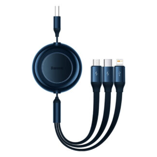 Кабель Baseus Bright Mirror 2 Series Retractable 3-in-1 Fast Charging Data Cable USB to M+L+C 3.5A 1.1m