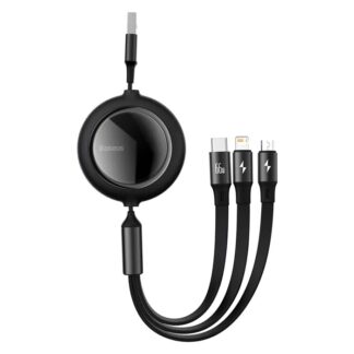 Кабель Baseus Bright Mirror 2 Series Retractable 3-in-1 Fast Charging Data Cable USB to M+L+C 66W 1.1m