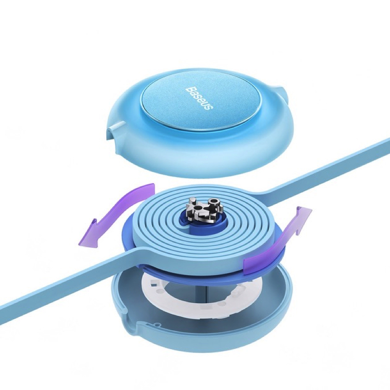 Кабель Baseus Bright Mirror 2 Series Retractable 3-in-1 Fast Charging Data Cable USB to M+L+C 3.5A 1.1m Sky Blue — фото 5