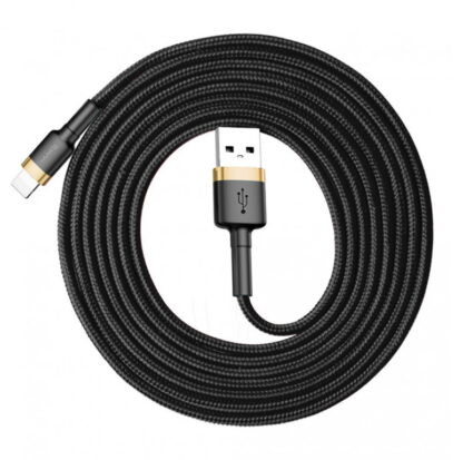 Кабель Baseus Cafule Cable USB For iP 2A 3m Gold+Black — фото 3