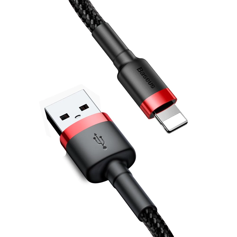 Кабель Baseus Cafule Cable USB For iP 2A 3m Red+Black — фото 3
