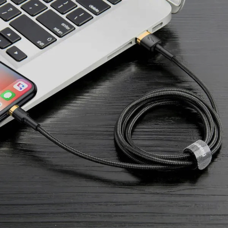 Кабель Baseus Cafule Cable USB For Lightning 1.5A 2m Gold+Black — фото 12