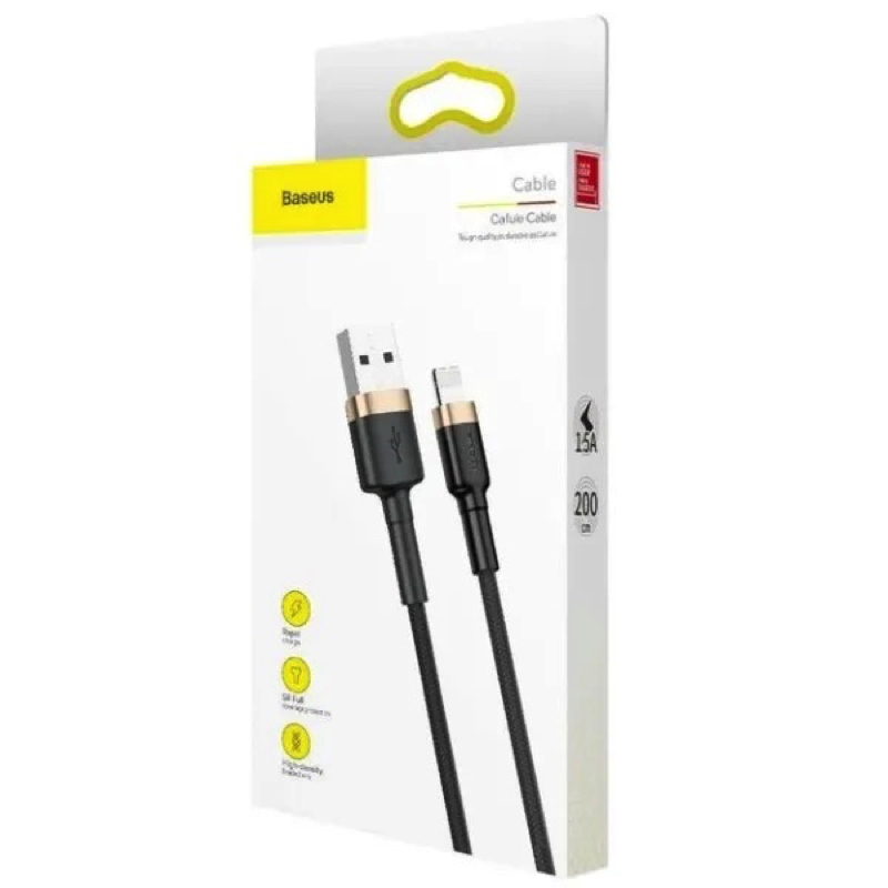Кабель Baseus Cafule Cable USB For Lightning 1.5A 2m Gold+Black — фото 3