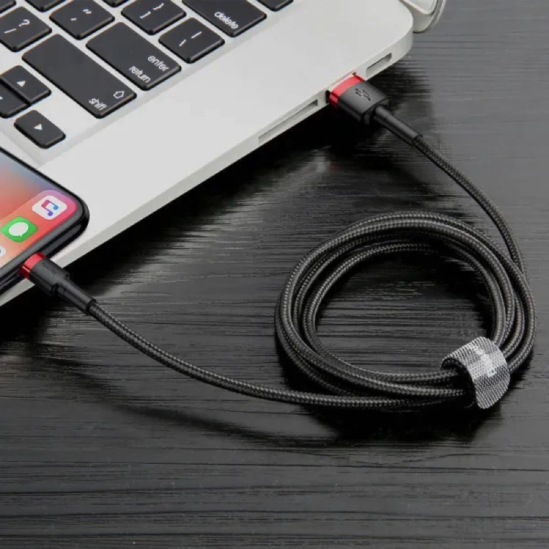 Кабель Baseus Cafule Cable USB For Lightning 1.5A 2m Red+Black — фото 12