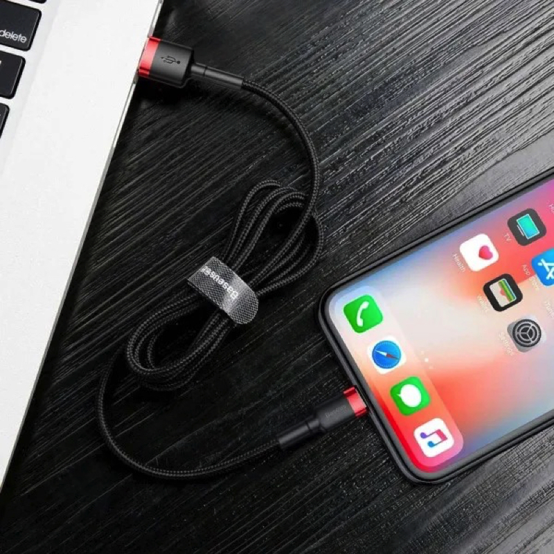 Кабель Baseus Cafule Cable USB For Lightning 1.5A 2m Red+Black — фото 14