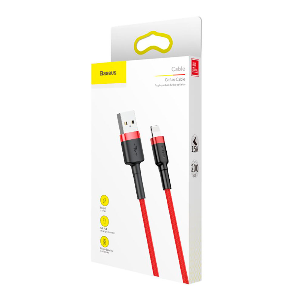 Кабель Baseus Cafule Cable USB For Lightning 1.5A 2m Red+Red — фото 3