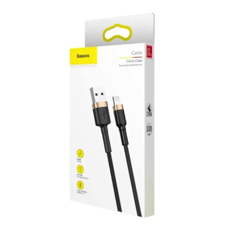 Кабель Baseus Cafule Cable USB For Lightning 2.4A 1m Gold+Black — фото 3