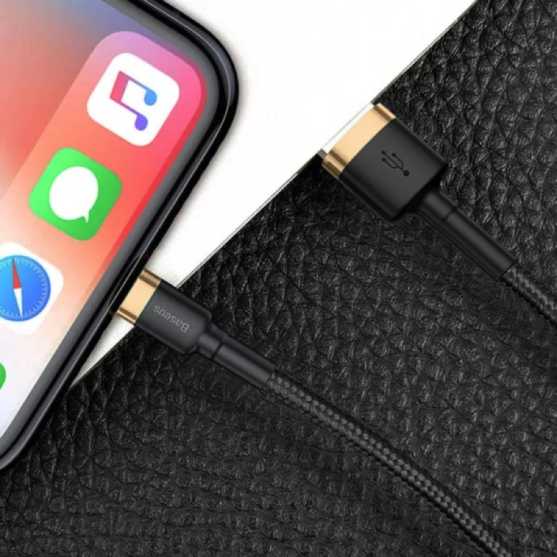 Кабель Baseus Cafule Cable USB For Lightning 2.4A 1m Gold+Black — фото 8