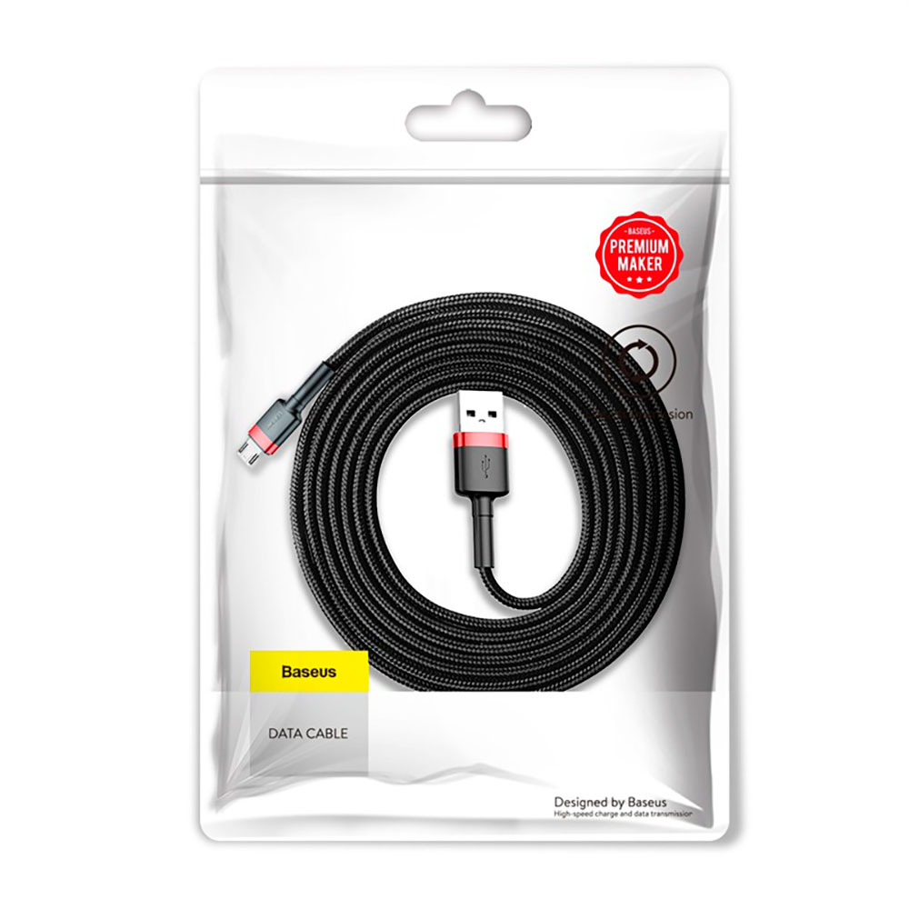Кабель Baseus Cafule Cable USB For Micro 1.5A 2m Red+Black — фото 3