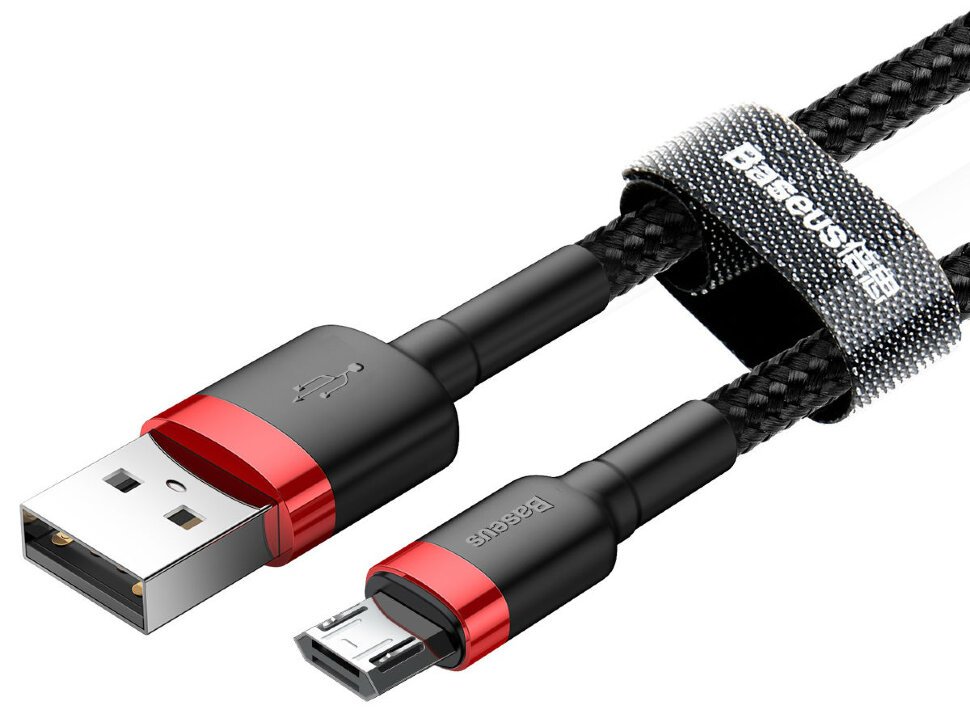 Кабель Baseus Cafule Cable USB For Micro 1.5A 2m Red+Black — фото 4
