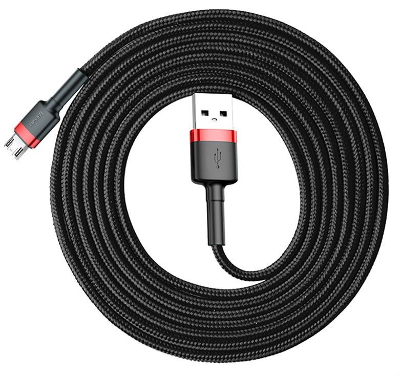 Кабель Baseus Cafule Cable USB For Micro 1.5A 2m Red+Black — фото 5