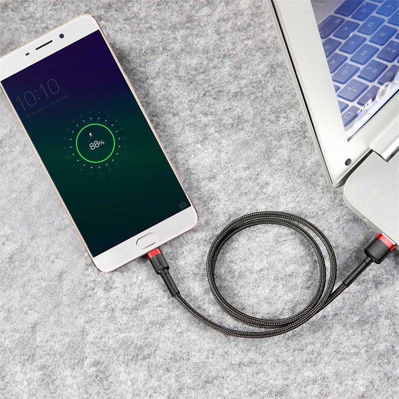 Кабель Baseus Cafule Cable USB For Micro 1.5A 2m Red+Black — фото 6