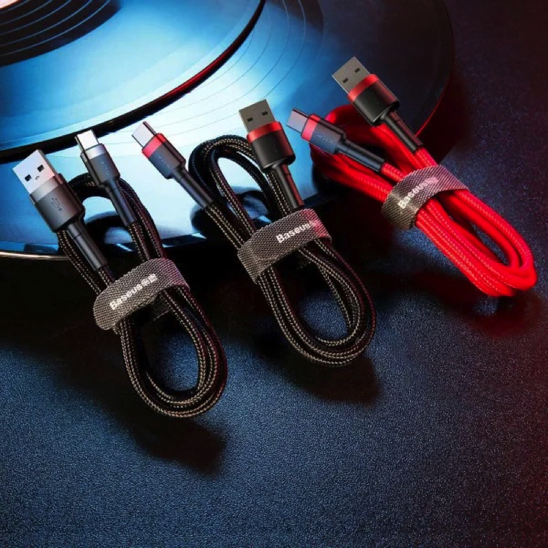 Кабель Baseus Cafule Cable USB For Type-C 3A 0.5m Gray+Black — фото 10