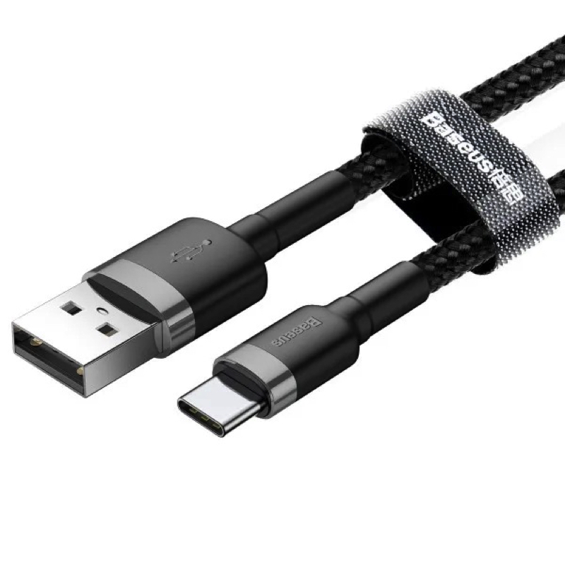 Кабель Baseus Cafule Cable USB For Type-C 3A 0.5m Gray+Black — фото 6