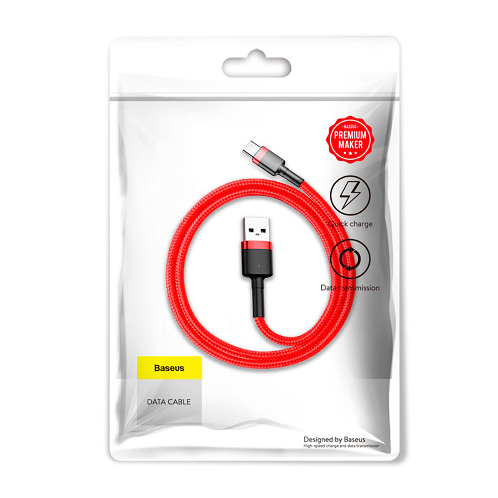 Кабель Baseus Cafule Cable USB For Type-C 3A 0.5m Red+Red — фото 3