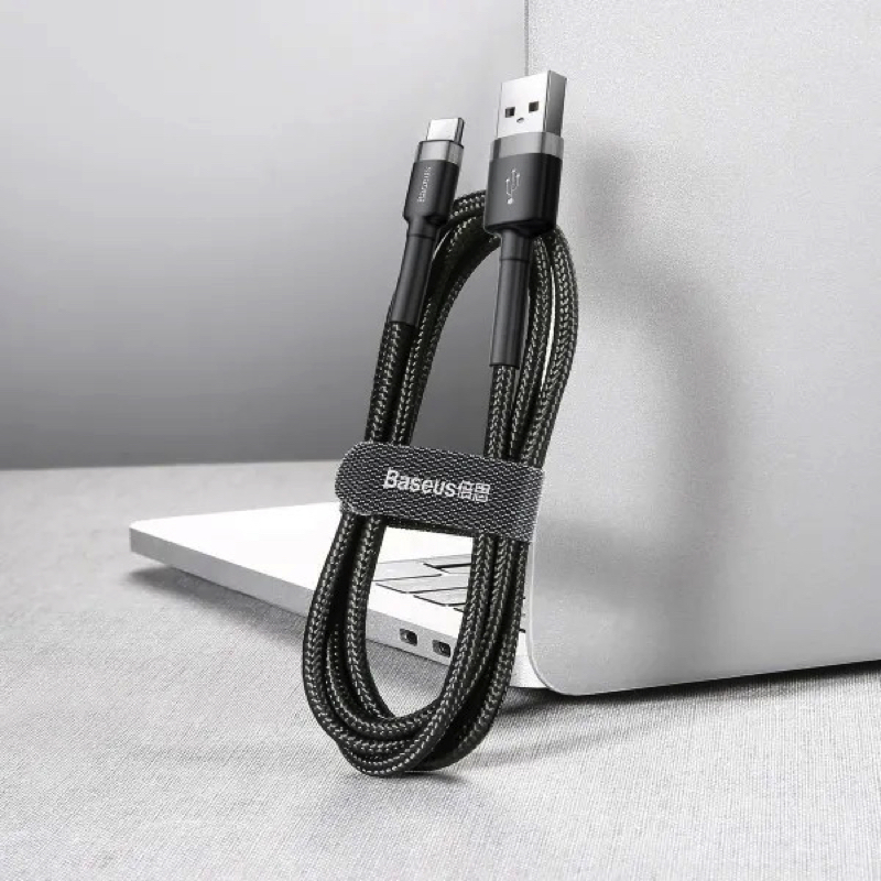 Кабель Baseus Cafule Cable USB For Type-C 3A 1m Gray+Black — фото 7