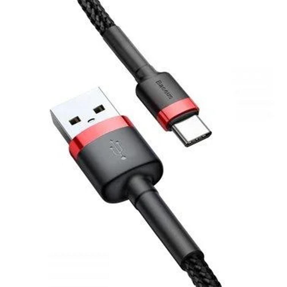 Кабель Baseus Cafule Cable USB For Type-C 3A 2m Red+Black — фото 4