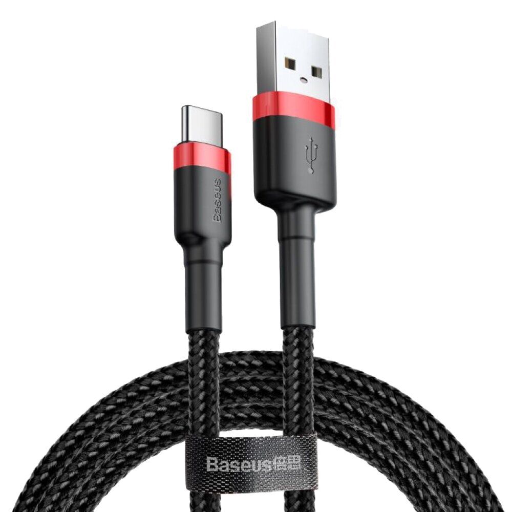 Кабель Baseus Cafule Cable USB For Type-C 3A 2m Red+Black — фото 6