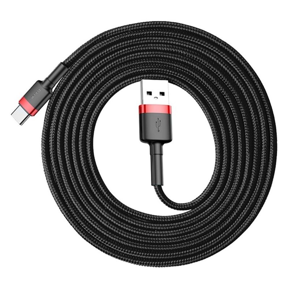 Кабель Baseus Cafule Cable USB For Type-C 3A 2m Red+Black — фото 7