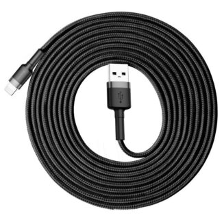 Кабель Baseus Cafule для iPhone 2A 3 м сірий+чорний
