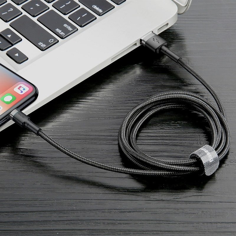 Кабель Baseus Cafule для iPhone 2A 3 м сірий+чорний — фото 8