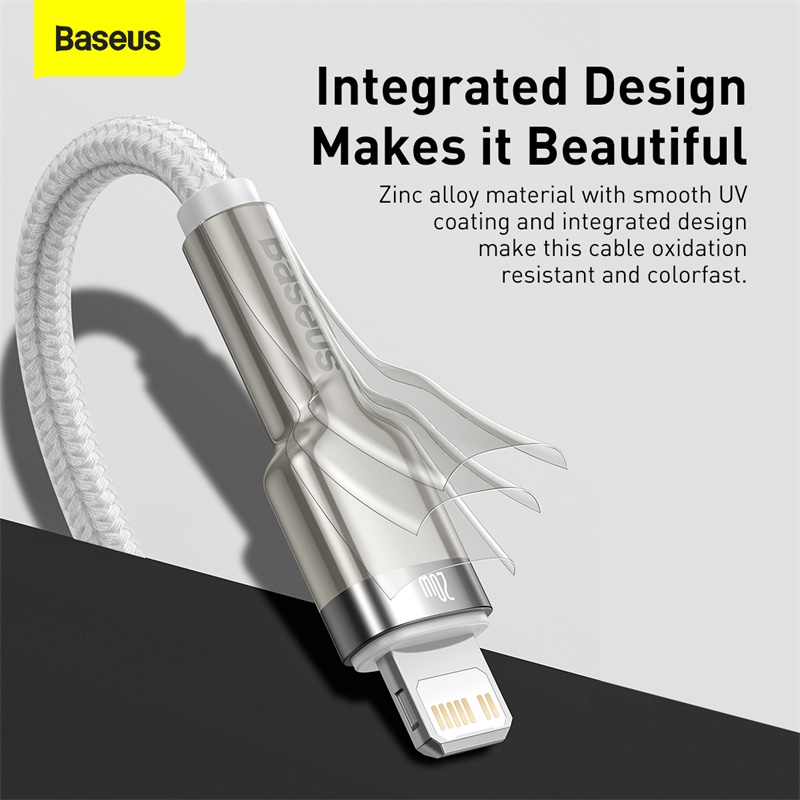 Кабель Baseus Cafule Series Metal Data Cable Type-C to iP PD 20W 2m White — фото 13