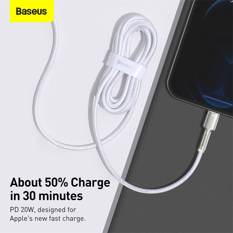 Кабель Baseus Cafule Series Metal Data Cable Type-C to iP PD 20W 2m White — фото 14
